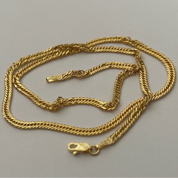 925 Silver 20” 4mm necklacechain 18k yellow gold plated Unisex